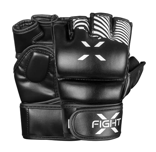 Fightx Mma Gloves For Men & Women Training Grip Wristwrap Gloves For Practice Boxing Fingerless Fighting Gloves Gloves For Adult Taekwondo Gloves Lightweight Karate Sparring Gloves (Black/White, S/M) #TOP1
