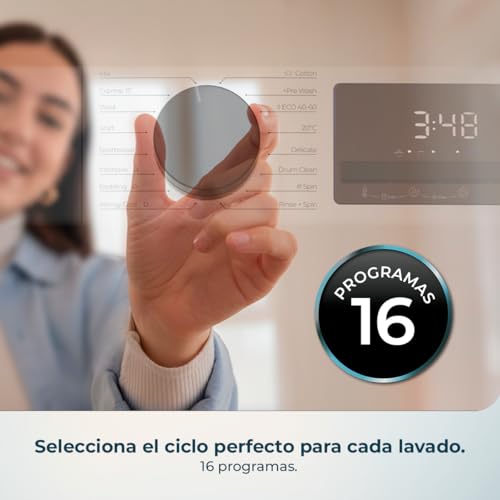 Miniatura 4 de Cecotec Lavadora Carga Frontal 12kg Bolero Dresscode 12450 Inverter, 1400 Rpm, 16 Programas, Clase A-20 , Motor Inverter Plus, Allergy Care, Pearl Drum, Función Silence, Stop Go Y Kid Lock, Blanca