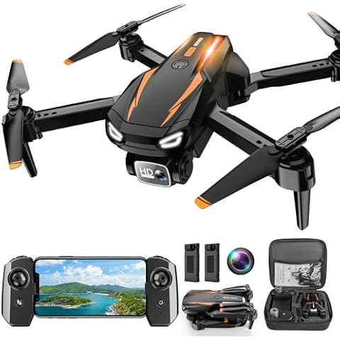 Drone with Camera, 1080P HD FPV Foldable Drone for Adults Beginners, Brushless Motor RC Quadcopter with Stable Hover, Gestures Selfie, Waypoint Fly, 3D Flips, One Key Start, 2 Batteries Cover