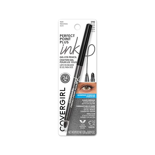 COVERGIRL Perfect Point Plus Ink Gel Eye Pencil, Pigmented, Long-Wearing, Vegan Formula, Metallic Slate 290, 0.01oz - image 1