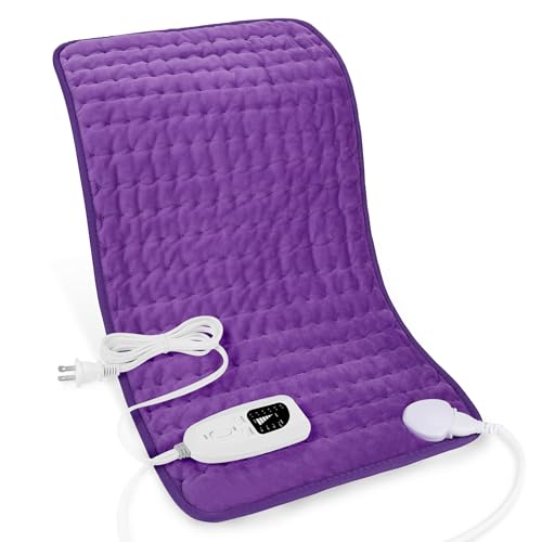 Image of Deepsoon Heating Pad,Electric Heating Pads for Back,Neck,Moist Heating Pad for Abdomen Shoulder Knee Legs,Dry /Moist Heat&Auto Shut Off,Mother's Day Birthday for Men and Women,Dark Purple,24x12 Inch