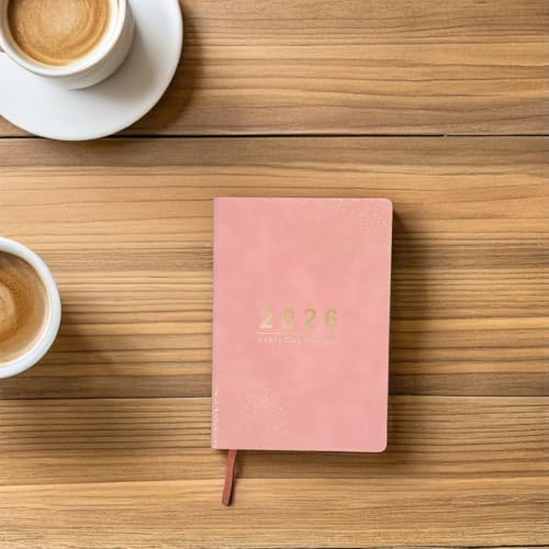 KALLORY Agenda 2026 Rose Vue Mensuelle, Coins Arrondis, Papier Pu, Planificateur Scolaire Maison de Janvier à Décembre – vue 5