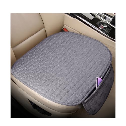 Mandark Car Front Bottom Seat Cover, 2PCS Anti Slip Comfortable Vehicle Front Cushion Protector with Storage Pocket, Breathable Linen Frontseat Pad Mat, Universal Automotive Accessories (Gray)