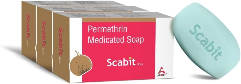 ALLOES Anti Fungal & Anti Bacterial Permethrin Medicated Scabit Soap for both Men & Women Good for Hygiene & Glowing Skin | Suitable for All Skin Types | Soap for itching and fungal irritations (Pack of 3)