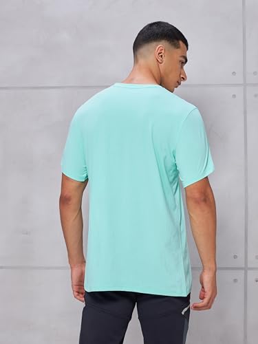 Image of TECHNOSPORT Men's Slim Fit Solid Crew Neck T-Shirt, Cotflex Quick Dry Wrinkle Resistant Polyester Sports Tee for Gym, Running, Training, Sports