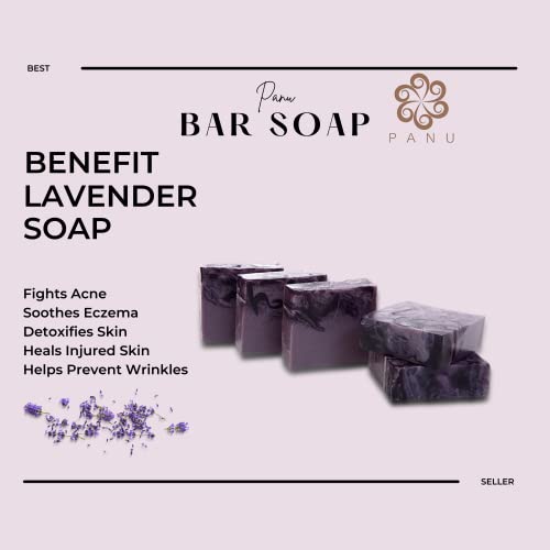 Panu Lavender Vegan Soap Bar - Handmade Soap Bar Gift, All Natural Organic Bar Soap Lavender, Essential Oils Scented Soap Bar, Antibacterial Bar Soap Lavender #TOP2