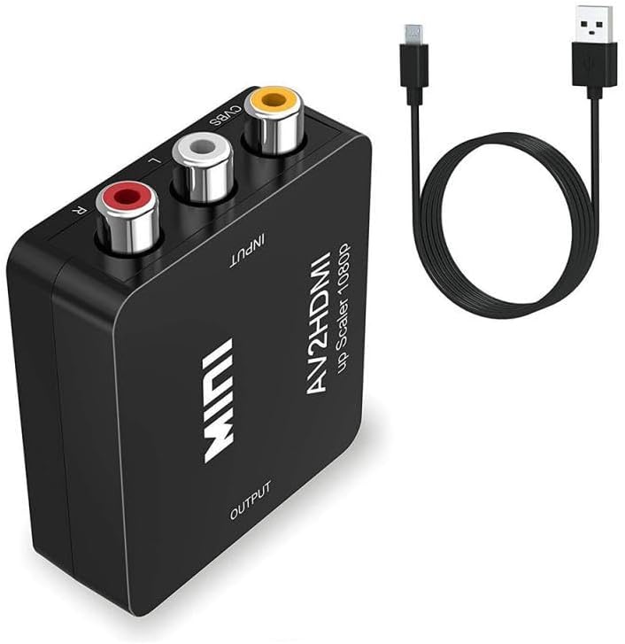 Miniatura 5 de RCA a HDMI, convertidor AV a HDMI, 1080P 4k Video Audio TV 3 RCA CVBS HDMI con cable de carga USB