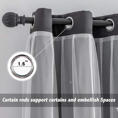 Image of indistar Star Cutout Kids Window Blackout Curtains for Girl Bedroom Window Room Darkening Curtains & Drapes Baby Nursery Curtains (2 Panel,35Wx84L inch,Black)