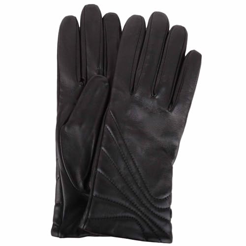 Gants en cuir véritable noir raffiné taille XL style chic avec détails
