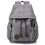 Canvas Backpack Vintage Backpack Gray Daypack for Men Women Laptop School Travel Rucksack