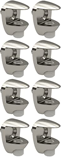 cyclingcolors 8x Taquet métal plateau tablette verre vitre avec vis de réglage nickelée Support Placard Meuble Etagère Armoire Pince Fixation Réglable; épaisseur 8-10mm