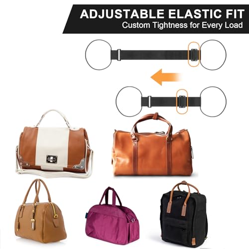 Image of TIESOME 2 Pack Adjustable Luggage Fastening Strap for Carry Bag, Elastic Luggage Fastening Strap Elastic Travel Belt Straps Travel Bag Security Carry On Straps Accessories for Baggage Handbag Purse