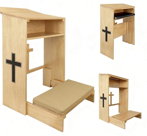 Wooden Prayer Kneeler with Shelf