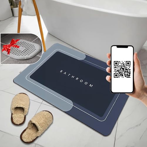 VITALIF® SÚPER Alfombrilla Baño Antideslizante de Diatomitas Premium | Incluye Filtro de Ducha y guia QR | 60x40 cm | Alfombra Baño Secado Rápido Flexible, Absorbente y Antimoho | Alfombra de baño
