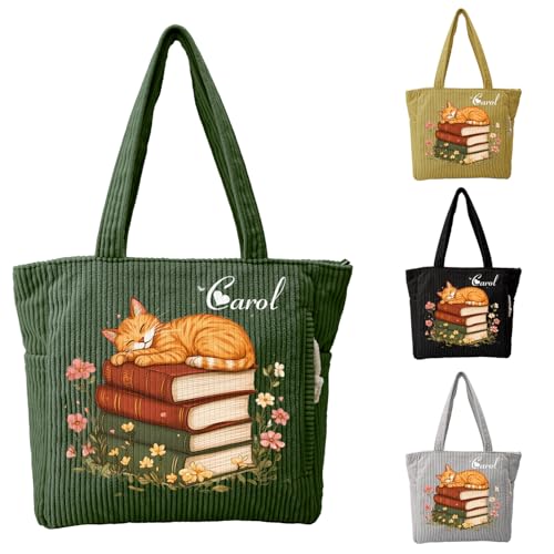 Bolso tote de felpa para mujer, personalizable con nombre, grande, con cremallera, para trabajo, viaje y compras, ideal como regalo para el Día de la Madre, graduación o cumpleaños miniatura 1