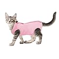cobee Cat Professional Recovery Suit for Abdominal Wounds or Skin Diseases, Kitten Surgery Recovery Suit E-Collar Alternative for Cats After Surgery Wear Pajama Suit (S Size, Pink)