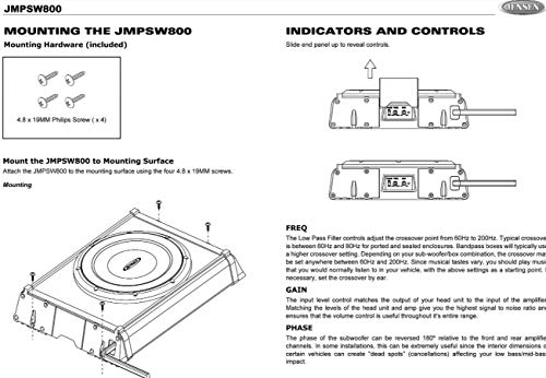 Image of Jensen JMPSW800 Amplified 8 inch Subwoofer, 200 Watts Max Power Handling, Built-in Amplification, Black Anodized all Aluminum Enclosure, Mate-in-lock Connectors for Easy Installation