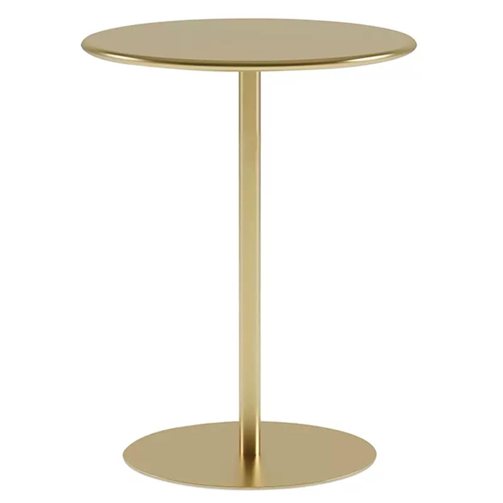 Fodalob Bistro Table Indoor Outdoor Furniture Round Coffee Table Dining Table with Sturdy Base, for Garden Dining Room Bistro Home Bar, Metal Iron, More Color and Size (Color : Gold, Size : 60x72cm)