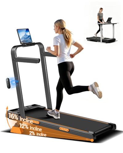 Folding Treadmill with 16% Incline 3 in 1 Foldable Treadmill Under Desk Walking Pad for Home Office 10KM/H 2.5HP Quiet Motor Portable Running Machine with Remote & LED Display 136KG Capacity