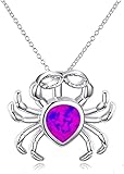 Generisch Collar con colgante de cangrejo de ópalo de plata de ley simulado para mujeres y niñas, bonito y práctico