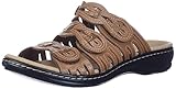 Clarks womens Leisa Faye Sandal, Tan Leather, 8 US