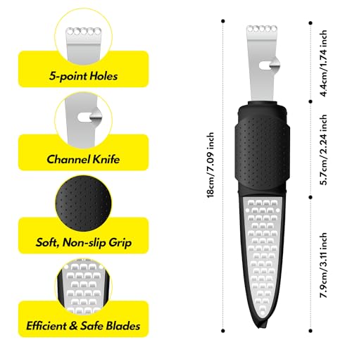 Image of Rainspire Lemon Zester Tool with Channel Knife, Stainless Steel Citrus Zester Tool, Lemon Peeler, Zesters for Kitchen, Ultra Sharp 2-in-1 Tool Easily Creates Citrus Zest (Black)