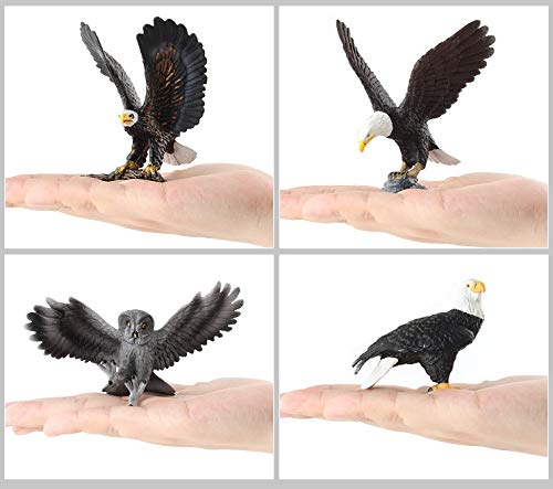 Simulated Bald Eagle Owl Model Realistic Bird Figurines Plastic Eagle Action Figure For Collection, Set Of 4 #TOP1
