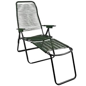 Marvin Sdraio Cordonata con Poggiapiedi Sedia a Sdraio da Giardino Filo in Pvc Pieghevole Metallo Poltrona Relax da Esterno Prolunga (VERDE) Verde Scuro