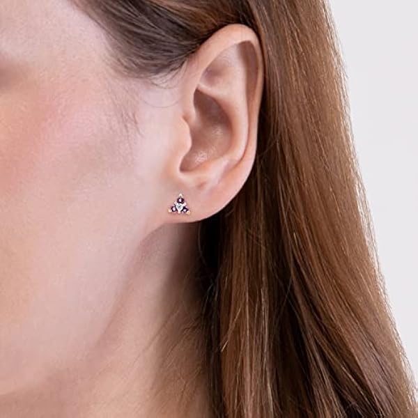 Ivy Gems Orecchini a lobo in oro giallo 9 kt con ametista e diamanti, Oro giallo