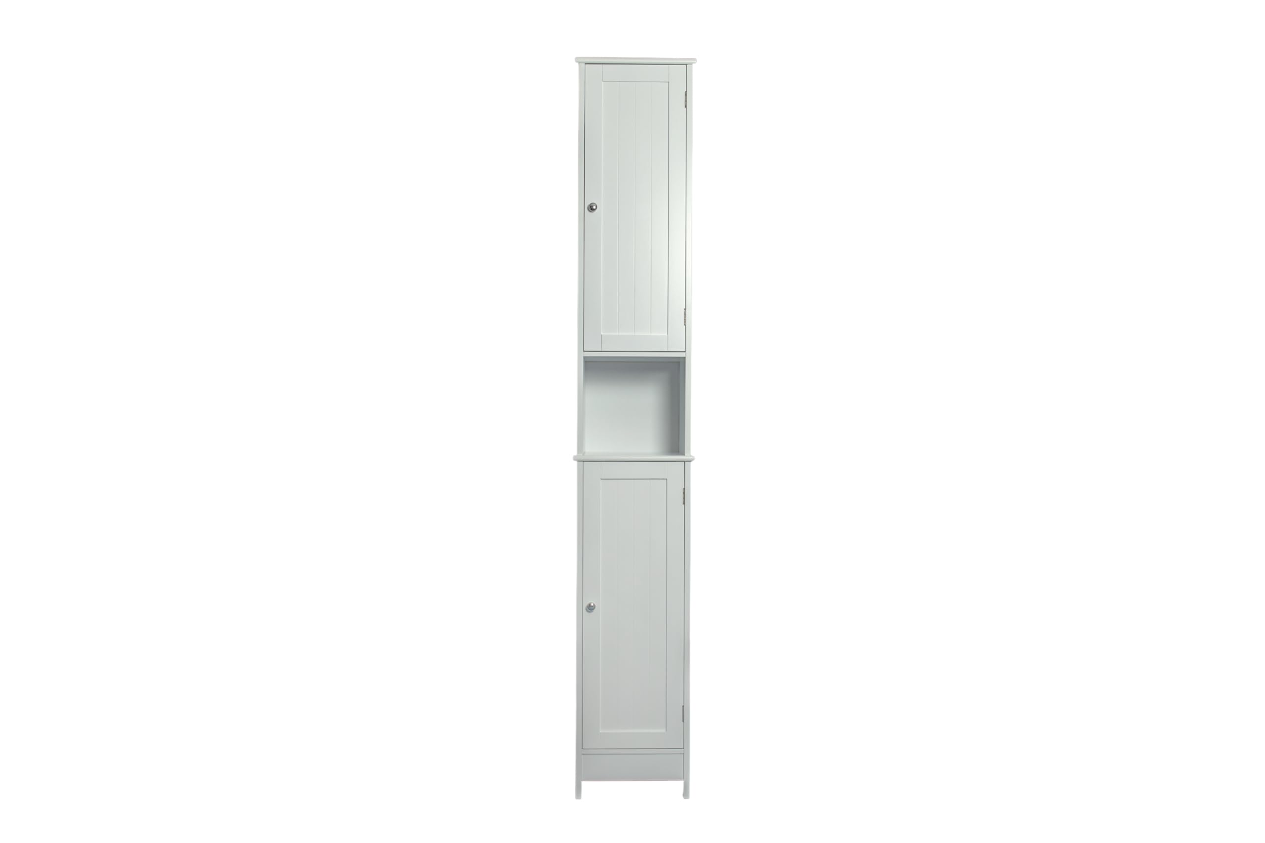 Top Home SolutionsBathroom Storage Unit - Floor Standing Cupboard Slim Tallboy Bathroom Cabinet with double door and 5 shelves (White)