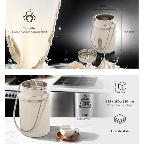 Milchkanne Edelstahl 5 Liter für Kaffee und Lebensmittel
