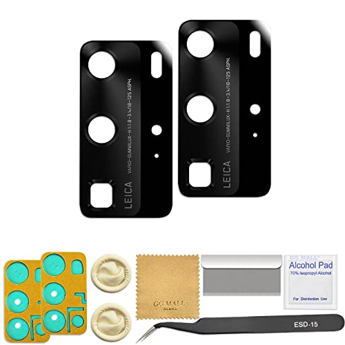 GG MALL 2 Pack Cristal Lente De Cámara para Huawei P40 Pro Repuesto Tapa Original Trasera Vidrio Kit de Reparación Cover