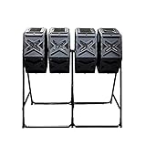 74 Gallonen / 280 l großer Trommelkomposter, Kompostierbecher für den Außenbereich, Gartenkompostbehälter mit Vier Kammern, einfache Montage, Abfallbehälter für den Garten