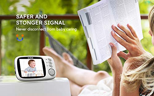 Baby Monitor, BOIFUN 3.2'' Baby Video Monitor with Camera and Audio LCD Screen 750mAh Rechargeable Battery Support VOX Night Vision Temperature Monitoring Two-Way Talk 8 lullabies for Baby/Elder/Pet - Thumbnail 3