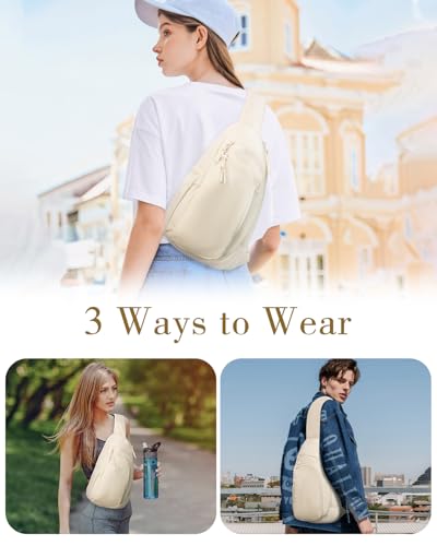 Miniatura 2 de Bandolera Cruzada Mujer Hombre Bolso Pecho Sling Bag Con Bolsillo Bloqueador Rfid Mochila Bandolera Para 9.7 Inch Ipad Para Viaje Deporte, Blanco
