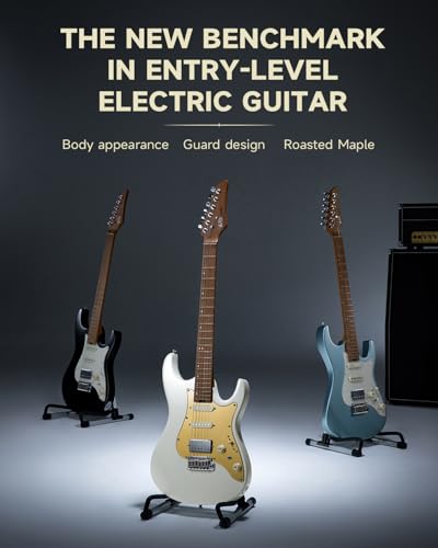 Image of Donner 39 Inch Electric Guitar, DST-550 Solid Double-cut Poplar Body Electric Guitar for Intermediate & Pro Players, 7 Tone-switching Options & Tremolo Bridge, Bonus Bag, Ice Blue