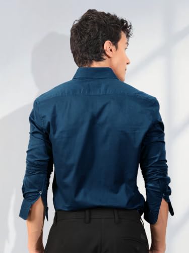 Image of Pinkmint Men's Solid Shirt | Soft Cotton Blend | Formal Shirt | Plain | Full Sleeve - Regular Fit (Available in Plus Size and Pack of 3)