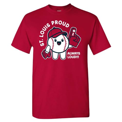 St Louis Proud, Always Loud Men's T-Shirt for Baseball Fans (Cardinal Shirt, 2XL)
