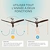 Mellerware - Ventilateur de plafond avec télécommande Brizy! 45W | Puissant | Ultra silencieux | 3 lames | Diamètre 132cm | 6 vitesses | Refroidissement + LED intégrée | Bois foncé