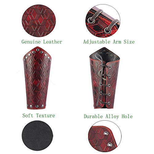 Jeilwiy Leather Armor Gauntlet Wristband Wide Bracers Arm Armor Cuff Medieval Bracers for Men Women Boys Knight Costume