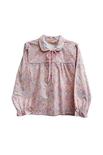 LA CERA Women's Flannel Jacket, 100% Cotton Floral Print, Machine Washable, Imported, Snap Button Front, Elastic Cuff Sleeves