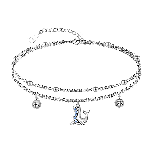 Image of CHIC & ARTSY 925 Sterling Silver Ankle Bracelets for Women, Adjustable Layered Foot Chains with Nature & Symbol Charms, Lightweight Comfort Fit Boho Beach Everyday Jewelry