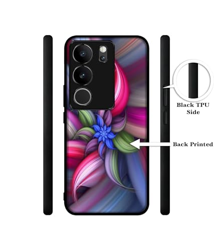 Image of Colorful Flower Design Premium 2D Printed Metal Back Case Cover for Vivo V29 5G / V29 Pro 5G, Multicolor