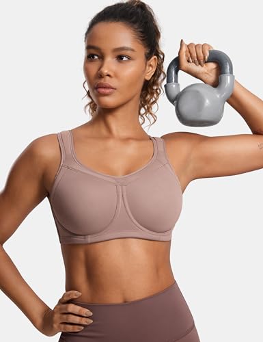 SYROKAN Women's High Impact Removable Pads Sports Bra Underwire Full Coverage Support Workout Running Bra2