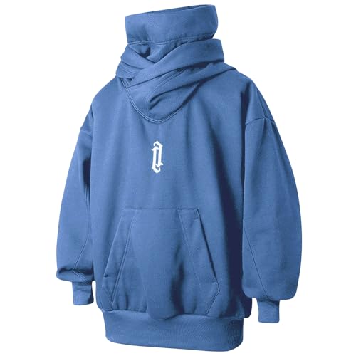 Image of HISITOSA Men's Long Sleeve Fleece Hoodie Lightweight Tech Wear Soft Cotton Pullover Unisex Casual Hooded Sweatshirts (Light Blue,3XL)