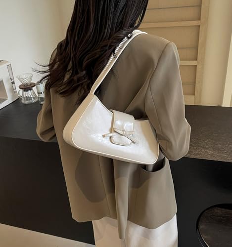 Image of Shoulder Bag for Women, Hobo Handbags Trendy Y2K Purses Patent Leather Clutch Bag Cute Bow Purse