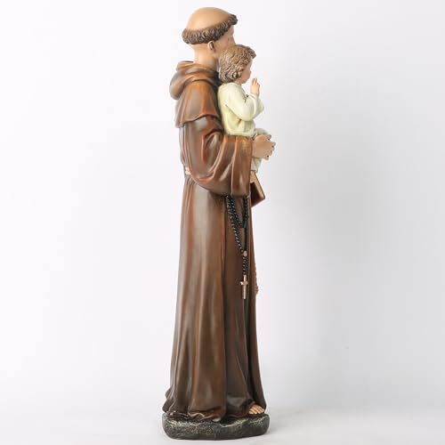 Statue Saint Antoine de Padoue 37cm | Sculpture style Renaissance faite à la main