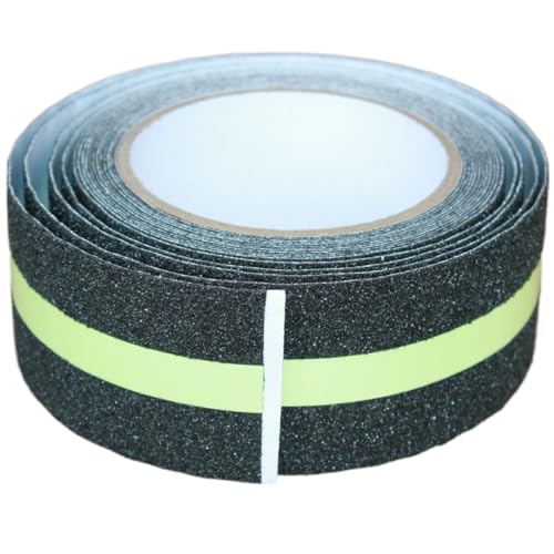 Anti Slip Tape 2 Inch Wide, Waterproof Grip Adhesive Heavy Duty High Traction Friction for Indoor/Outdoor Steps (17 Ft/Black-Glow).