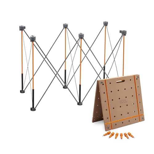 Image of BORA Centipede CT6 Aluminum Table Stand with Strap for Sawhorses + 24" x 48" Workbench Wooded Table Top with T Tracks - Quick Setup 3/4 inch Dog Holes with 6 Twist Locks Portable Workshop Table Set