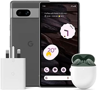 Google Pixel 7a and Pixel 30W Charger Bundle  Unlocked Android 5G Smartphone with Wide-Angle Lens and 24-Hour Battery - Charcoal (Amazon Exclusive)
